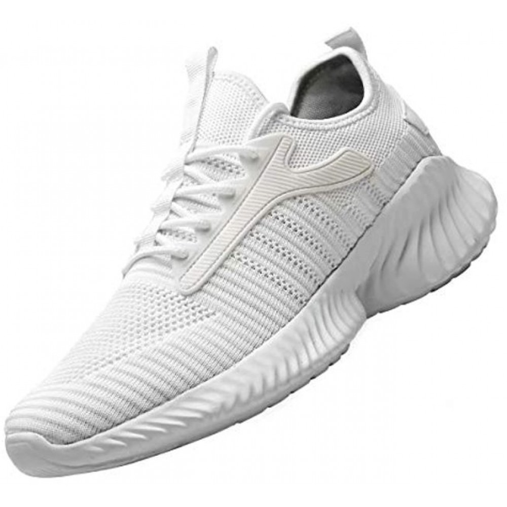 Men's Slip On Walking Shoes Fashion Breathable Sneakers Mesh Soft Sole Casual Athletic Lightweight Running Shoes White